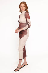 Sukin Midi Dress - Brown Floral