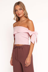 Charama Off Shoulder Knit Top - Pink