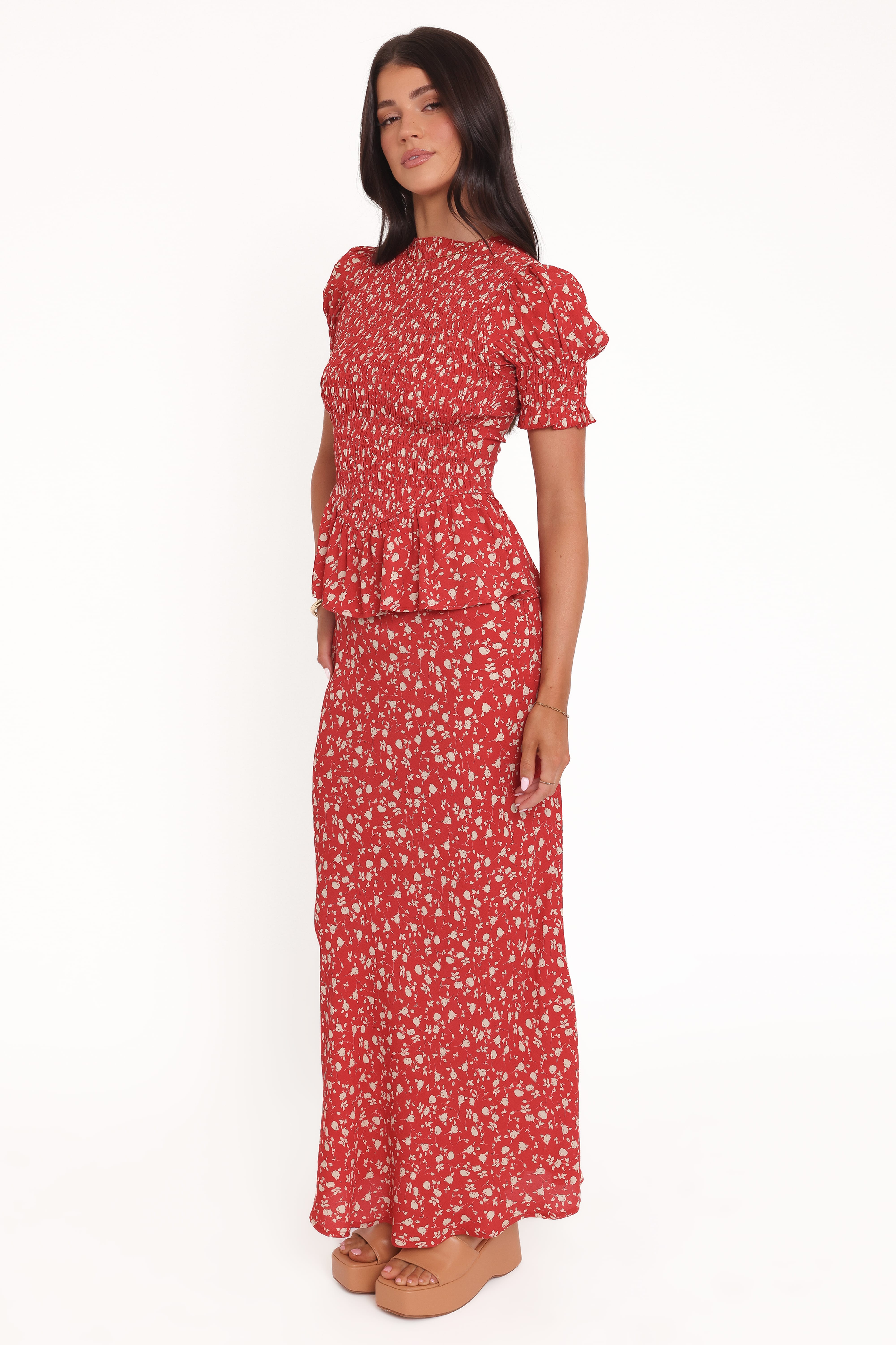 Zoella Peplum Top - Red Floral